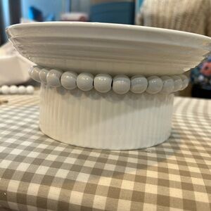 Elegant White Beaded Ceramic Bowl